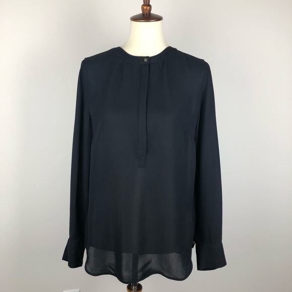J. Crew Tops - J. Crew Black Drapey Henley Tunic Blouse size 10